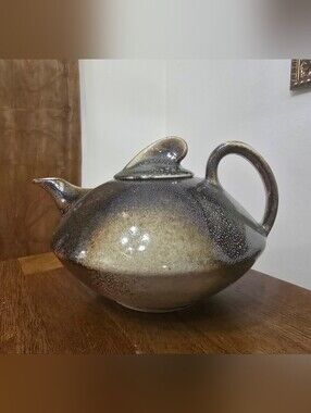 VTG French Poterie Guibert Lamoura UFO Teapot C Guibert Modernist Craft MCM